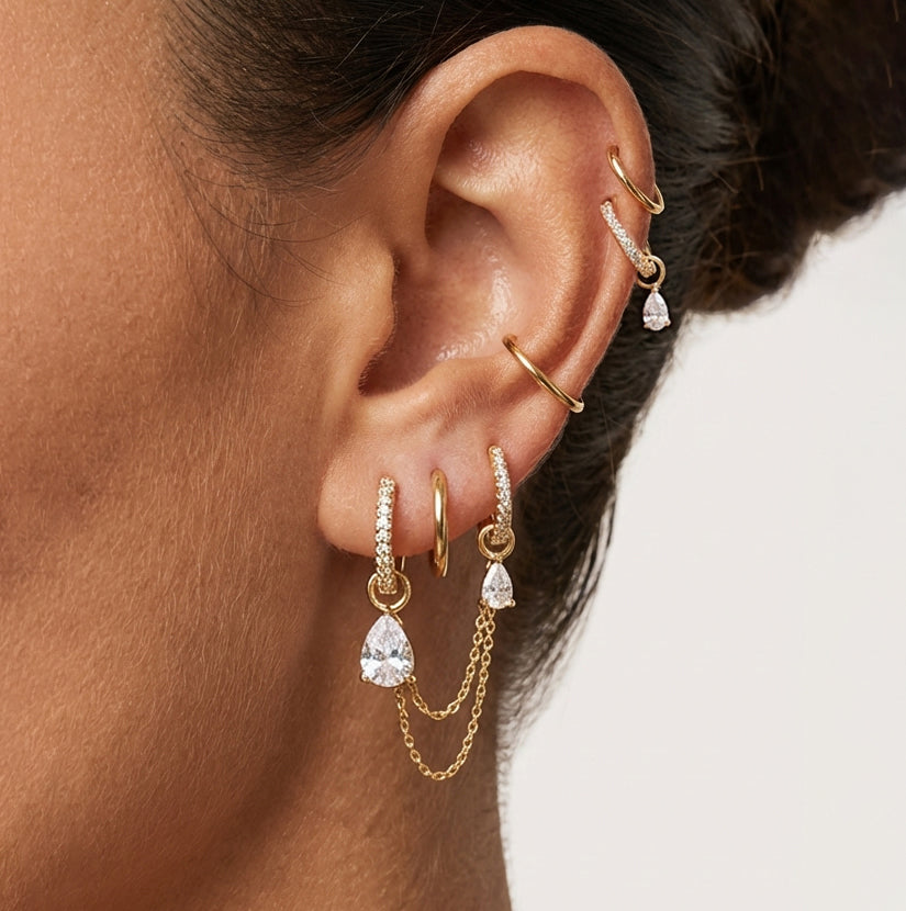 Elysian – Pear Chain Earring Stack | Gold & Silver | IMBER