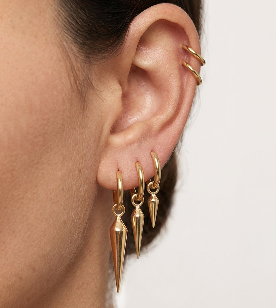 Zenith Titanium Spike Hoop Earring Stack | Gold & Silver | IMBER