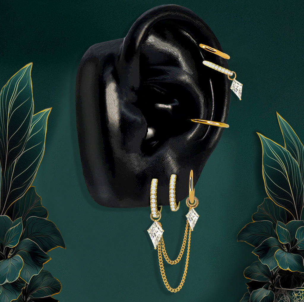 I Am Breathtaking - Kite - Gold Earring Stacks