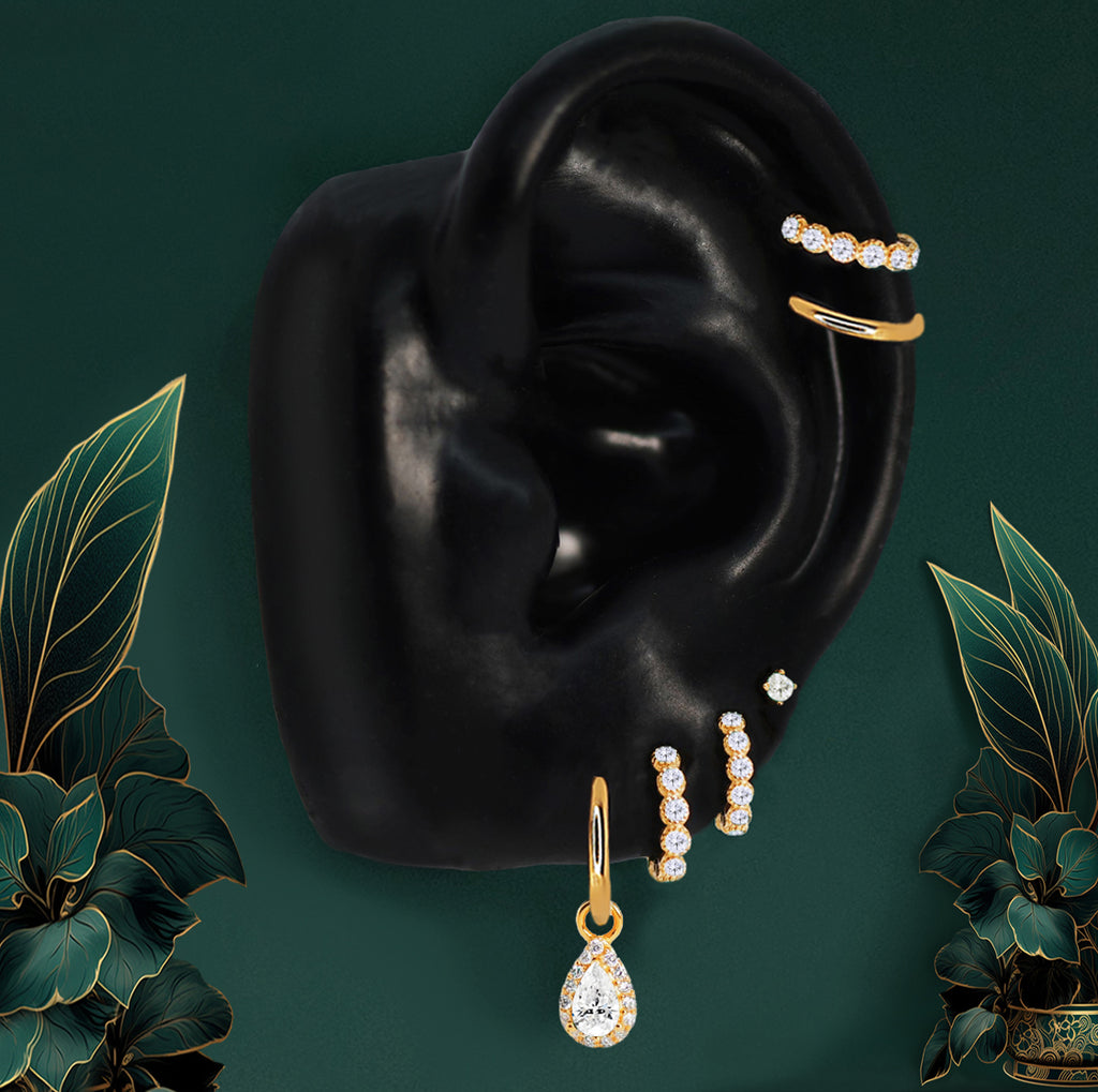 Elegant bridal earrings styled as a modern earring stack for weddings