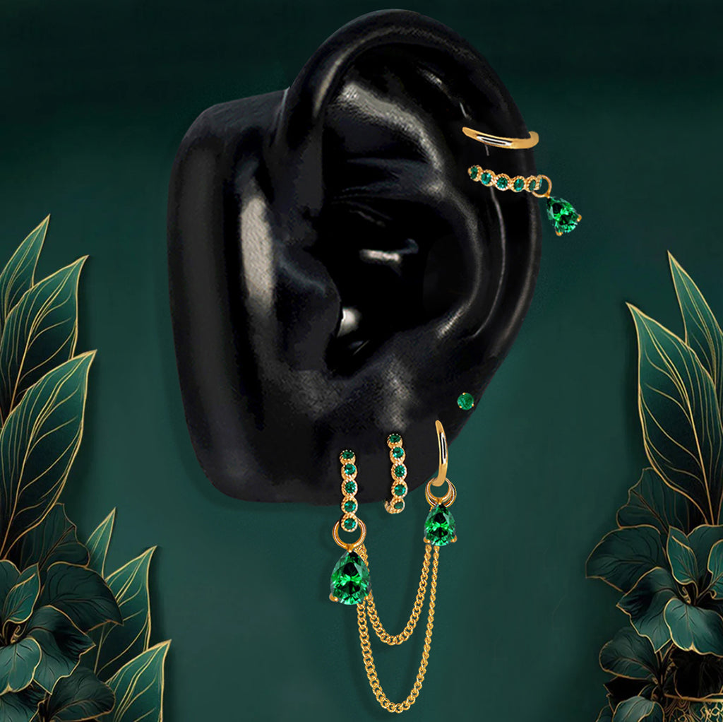 I Am Breathtaking - Emerald - Earring Stacks - Green Gold